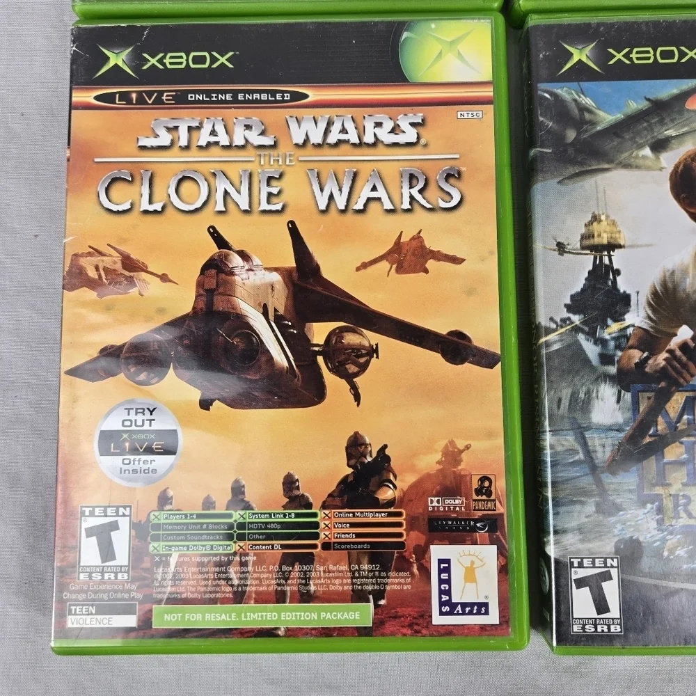 Lot Of 4 Original XBOX Games Men Valor Medal Honor Sun Clone Wars Frontline Work